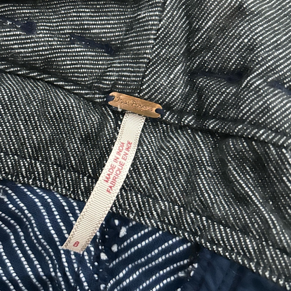 Free People Navy Striped Cropped Pants - Picture 3 of 6
